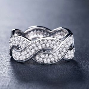 Infinity 925 Silver Round Cut White Sapphire Ring